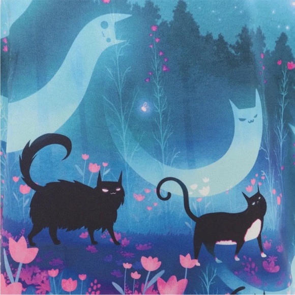 Blackmilk - “Kitty Parade Cute as a Button” shirt - ghost cats - Picture 5 of 10